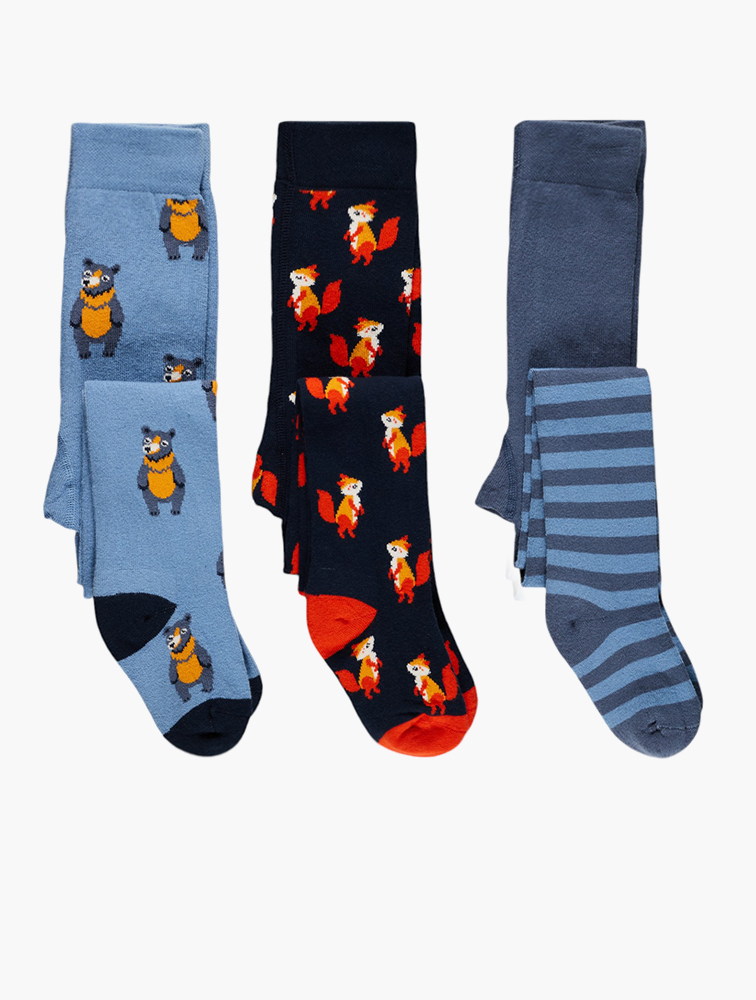 MyRunway Shop Tchibo Multi Printed Cotton Stretch Tights 3 Pcs for